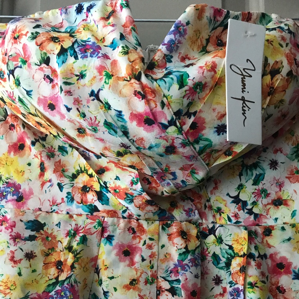 Yumi Kim Floral Silk Strapless Dress